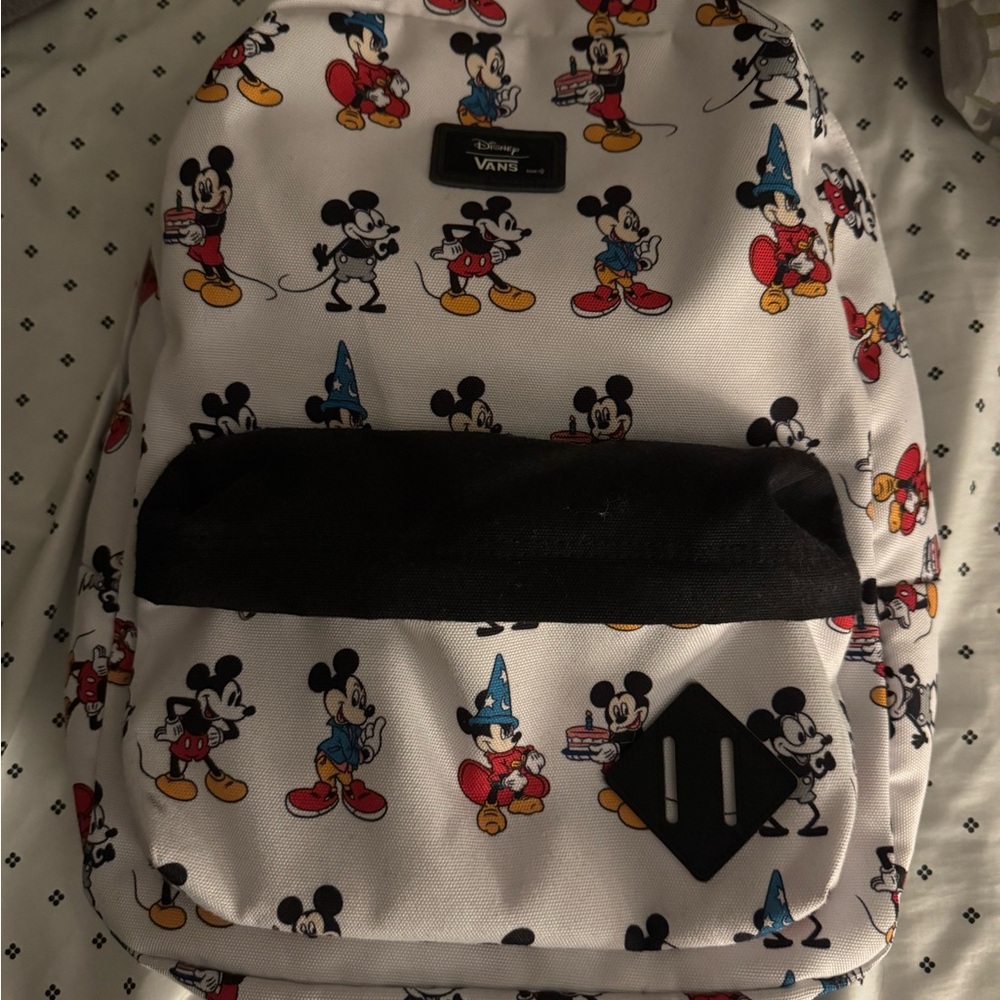 Vans White Backpack with Mickey Mouse 90th celebration backpack